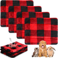 Haull 4 Pcs Waterproof Guinea Pig Bedding Guinea Pig Bed Plush Cage Liners Soft Rabbit Dog Crate Pad Cat Mat Reversible Cozy Animal Pee Pad Hamster Bunny Mat Accessory(Christmas Plaid,13 x 18.5 Inch)