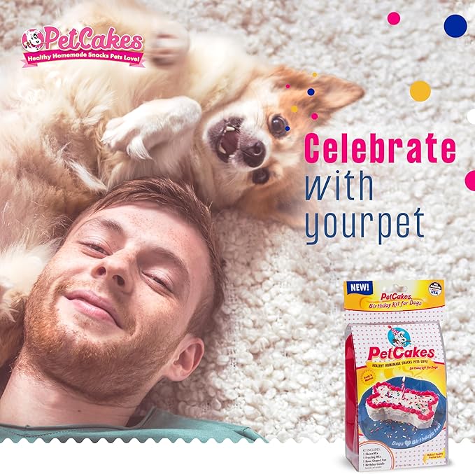 PetCakes Dog Birthday Cake Kit - All Natural Treats - Puppy to Large Dogs, Cheese Flavor - 5.5 Oz