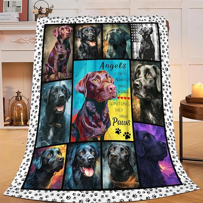 Chocolate Labrador Throw Blanket Black Labrador Puppy Stuff Gifts for Dog Lover Kids Girls Boys Adults Women Men Soft Cozy Warm Plush Fluffy Fuzzy Fleece Blanket 50''X60''