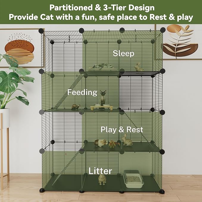 STILLCOVE Cat Cage Indoor, Big Wire Cat Cage Kennels Enclosures DIY Playpen Crates, Pet Pen C&C Cage for Multiple Cats Kittens Rabbits Bunny Ferrets Chinchilla and Small Animals
