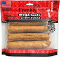 Frankly Pet Original Bacon Flavored Mega Beefy Chew Sticks for Dogs - High Protein Collegen Packed - Healthy Dog Treat - Made in The U.S.A. - 4 Count 7" Stick (8869)