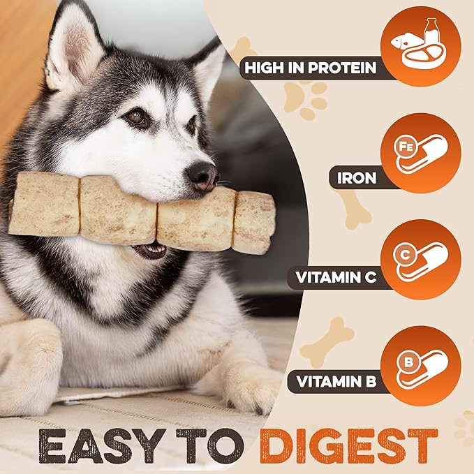 Premium Beef Cheek Rolls for Dogs 10-12" - (3-Pack), Peanut Butter Flavored Long Lasting, Safe & Natural Rawhide Alternative Chews, Ideal for Large Dogs & Aggressive Chewers, Supports Dental Health