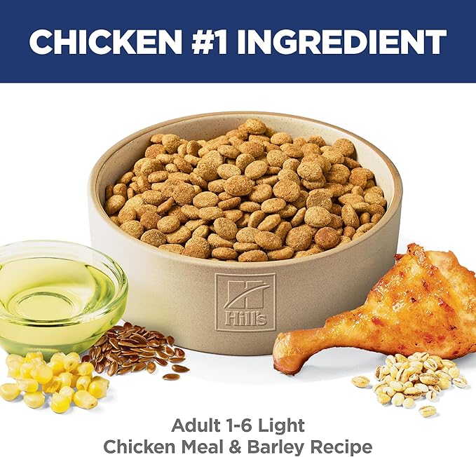 Hill's Science Diet Adult 1-6 Light Dry Dog Food, Chicken Meal & Barley, 15 lb. Bag