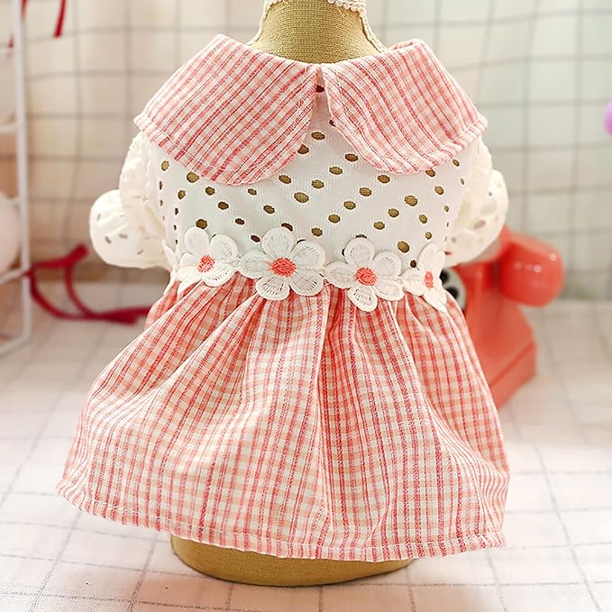 Dog Clothes Puppy Floral Dress for Small Dogs Girl Summer Dog Cute Princess Bowknot Dress Apparel Yorkies Chihuahua Lightweight Breathable Outfits Female Dog Cat Holiday Sundress