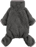 Fitwarm Dog Fleece Pajamas, Dog Winter Clothes for Small Dogs Boy Girl, Pet Jumpsuit, Doggy Onesie with Feet, Dark Grey, Small
