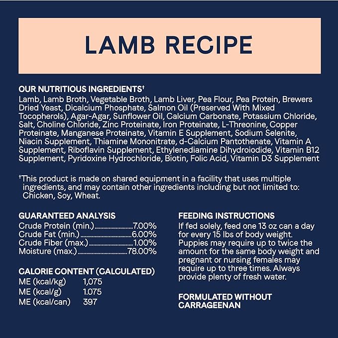 Canidae Pure Limited Ingredient Premium Adult Wet Dog Food, Lamb Recipe, 13 oz. (Case of 12), Grain Free
