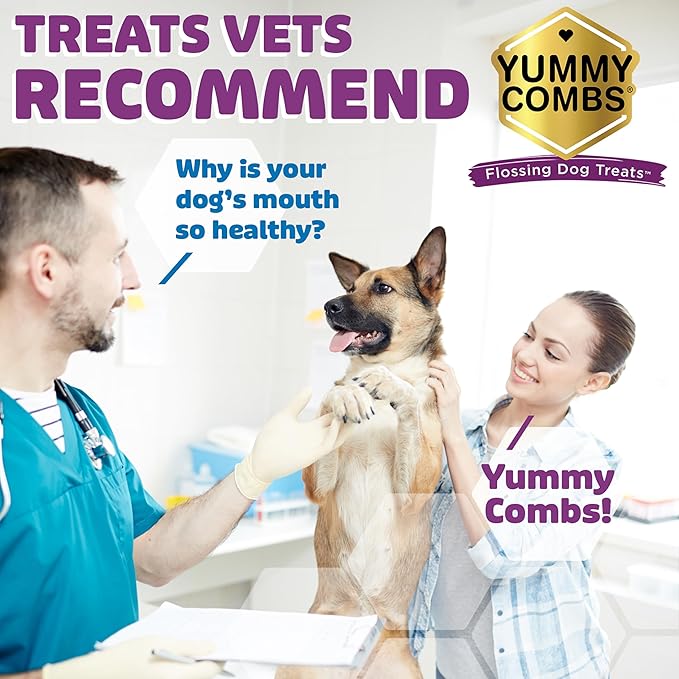 Yummy Combs Dog Dental Treats – Fish & Egg Protein – Vet VOHC Approved, Removes Tartar – A Daily Teeth Cleaning Treat for Extra Large Dogs (15 Count)