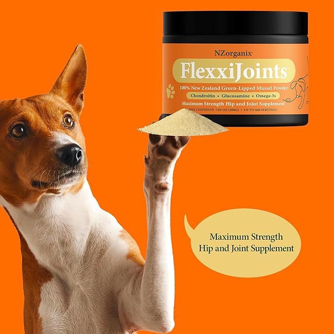 NZorganix FlexxiJoints Hip and Joint Supplement Chews for Dogs, Cats • 100% Grass-Fed Beef Bone Collagen New Zealand Green-Lipped Mussels • 50 Chews 2-Pack