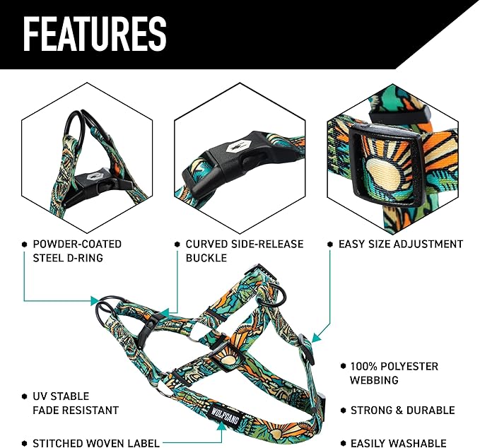 Wolfgang Heavy Duty Adjustable Dog Harness, Pull-Tested for Walking & Training, WildWolf Print, X-Large