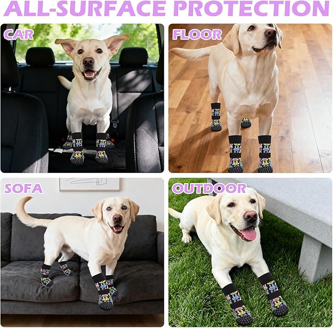 EXPAWLORER Anti Slip Dog Socks to Prevent Licking Paws, Dog Shoes for Hot Pavement, Dog Booties for Small Medium Large Senior Dogs, Traction Control Boots & Paw Protectors for Hardwood Floors Easter L