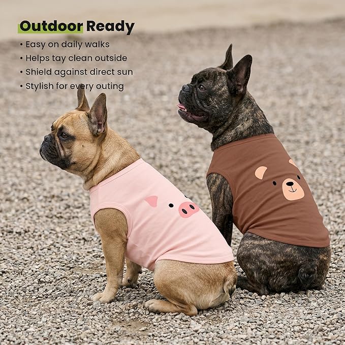 Fitwarm 3 Pack Bear Lion Pig Dog Shirt, Funny Dog Clothes for Small Dogs Boy Girls, Summer Pet Outfit, Cute Animal Costume, Brown, Pink, Blaze Orange, Small
