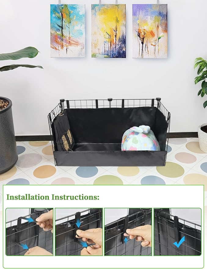Guinea Pig Cage Liner, for 28"x13" Area Litter Box & Hay Feedder for Guinea Pig Rabbits Hamsters Hedgehogs Ferrets and Other Small Animals. Black