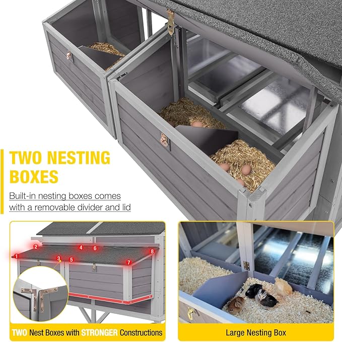 Chicken Coop Super Large Mobile Hen House with Wheels,Strong Iron Frame Outdoor Poultry Cage with Nesting Box,Duck Coop,Rabbit Cage Waterproof