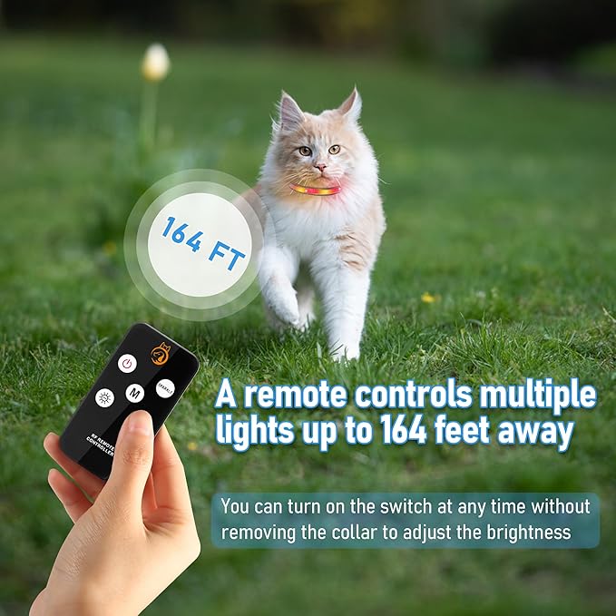Cat Collar,Light Up Dog Collar, Rechargeable Waterproof LED Cat Collar with Remote, Breakaway Glow in Dark, Dog Lights for Night Walking