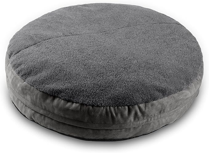 JAXX Robbi Dog Bed Bean Bag – Round Bed with Machine Washable Cover and No-Slip Base - Supportive Memory Foam for Senior Dogs & Joint Pain Relief - Ultimate Comfort & Luxury - Medium, Grey/Charcoal