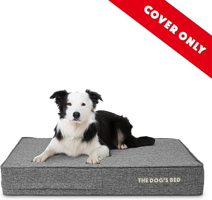 The Dog’s Bed Replacement Outer Cover, Linen Fabric, Grey Linen, Large, 6-Inch