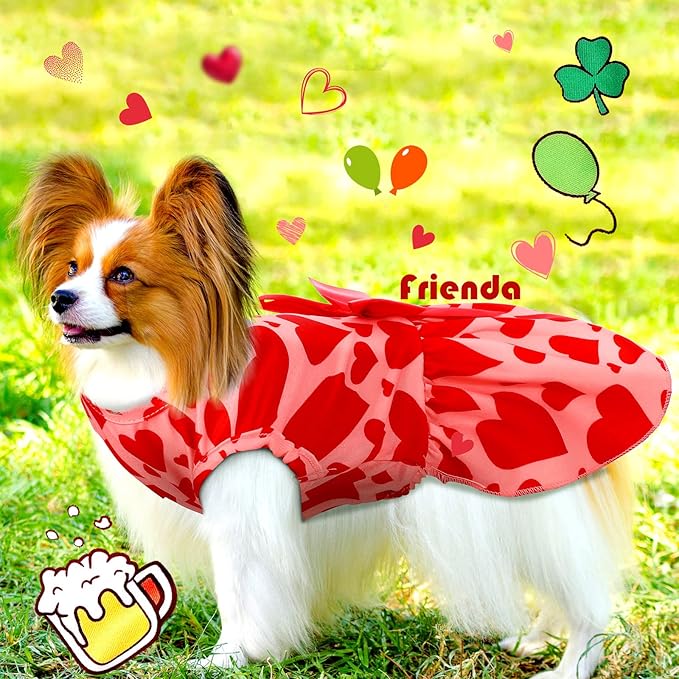 Frienda 6 Pack Valentines Day Dog Costume St. Patrick's Independence Day Christmas Halloween Thanksgiving Dress Bow Puppy Pack Girl Cat Birthday American Flag Dog(S (3-5lbs))