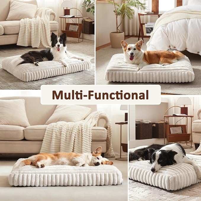 Dog Bed Medium Size Dog, Flat Pet Beds with Removable Washable Cover, Pet Mat Cute Crate Bed Thick Shredded Chopped Crate Foam & Anti Slip Bottom for Indoor