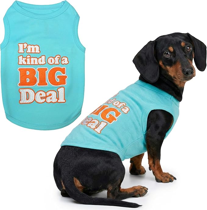 Parisian Pet Dog Shirt – 100% Cotton Shirts for Large Dogs – Sleeveless Big Deal Pet Vest – Lightweight and Breathable Dogs Apparel – Cute Summer Dog Clothes - Stretchy T Shirts for Pets