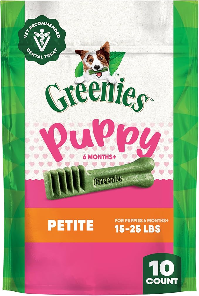 Greenies Veterinarian-Recommended Natural Dental Puppy Treats Petite Size, Dental Treats for Dogs, 6 oz. Pack, 10 Count