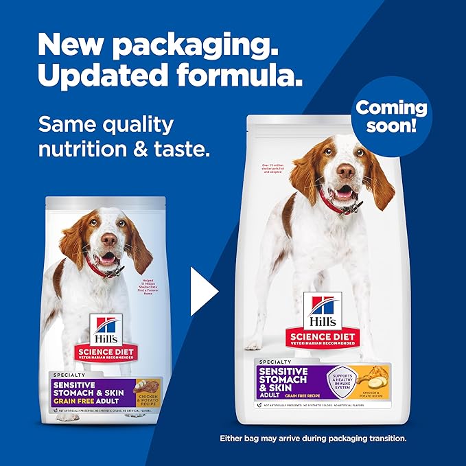 Hill's Science Diet Adult Sensitive Stomach & Skin Grain Free Dry Dog Food, Chicken & Potato, 24 lb. Bag (Updated Formula)