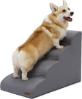 Lesure Dog Stairs for Small Dogs Pet Steps Ramp for High Bed and Couch with CertiPUR-US Certified Foam with Non-Slip Bottom, Grey, 4 Steps