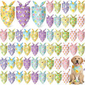 Weewooday 50 Pcs Easter Dog Bandanas Bulk with Bunny Rabbit Egg Carrot Pattern Soft Bibs Adjustable Triangle Pet Scarf Bowtie for Small Medium Large Costume Grooming(19.7 x 13.8 x 13.8 Inch)