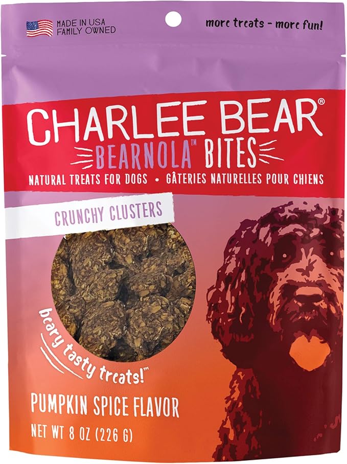 Charlee Bear Bearnola Bites Dog Treats, Pumpkin Spice Flavor, 8oz (Pack of 2)