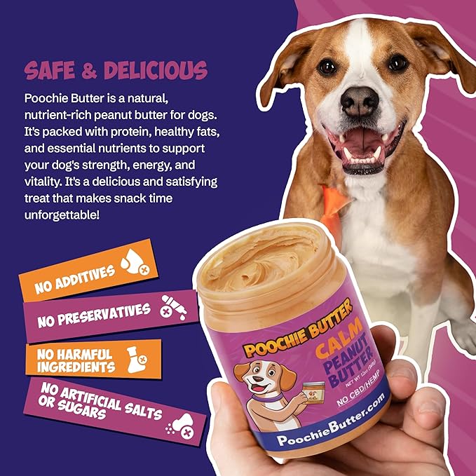 Dilly's Calm Dog Treats | Chunky Dog Peanut Butter with Calm, Natural Dog Snack (12oz Jar)