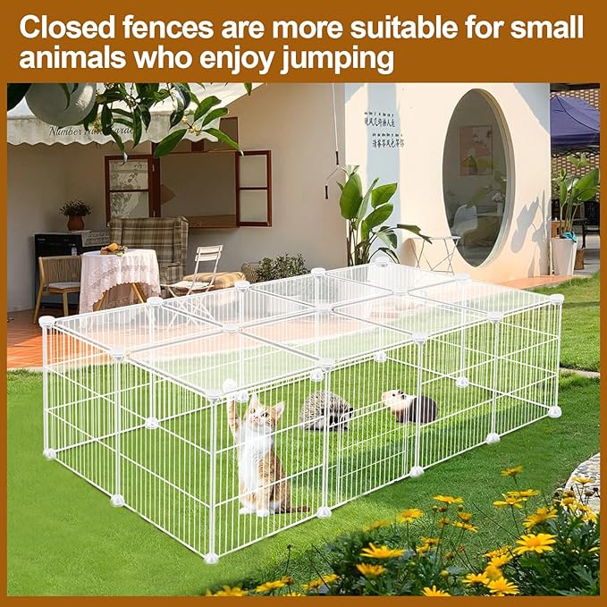 VISCOO 20 Panels Small Animal Playpen, Pet Playpen, C&C Cage for Guinea Pigs, Rabbit/Bunny Cage, Puppy Play Pen, Indoor Outdoor Portable Metal Wire Yard Fence(White)