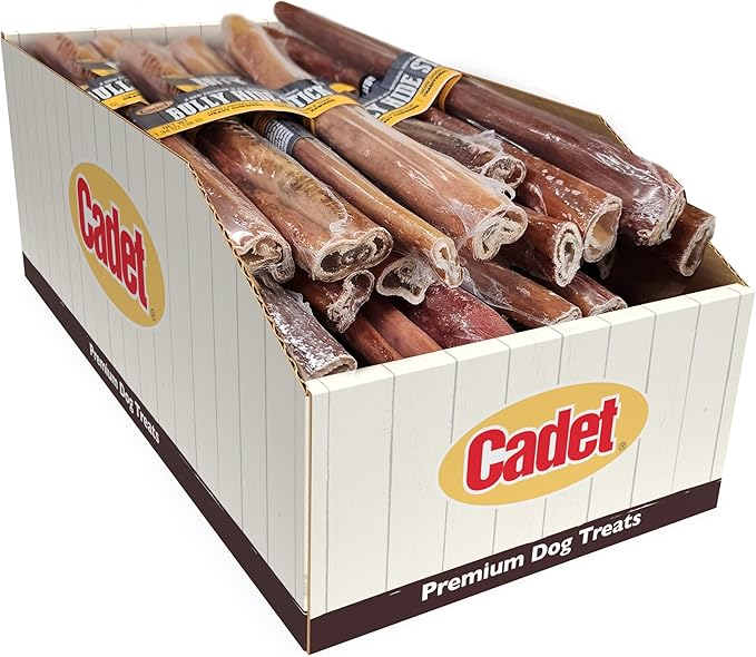Cadet Bully Hide Sticks for Large Dogs, All-Natural Beef Pizzle, Limited-Ingredient Long-Lasting Dog Chews for Aggressive Chewers, 1 Count (Pack of 2)