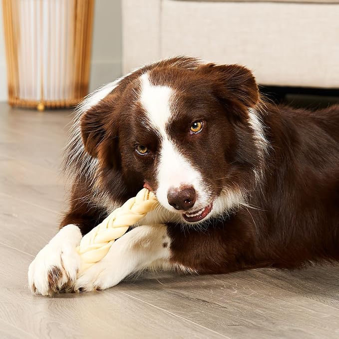 USA Beefhide Braids 7-8" Dog Chew Treats - Natural Flavor, 7 Count/2 Pack
