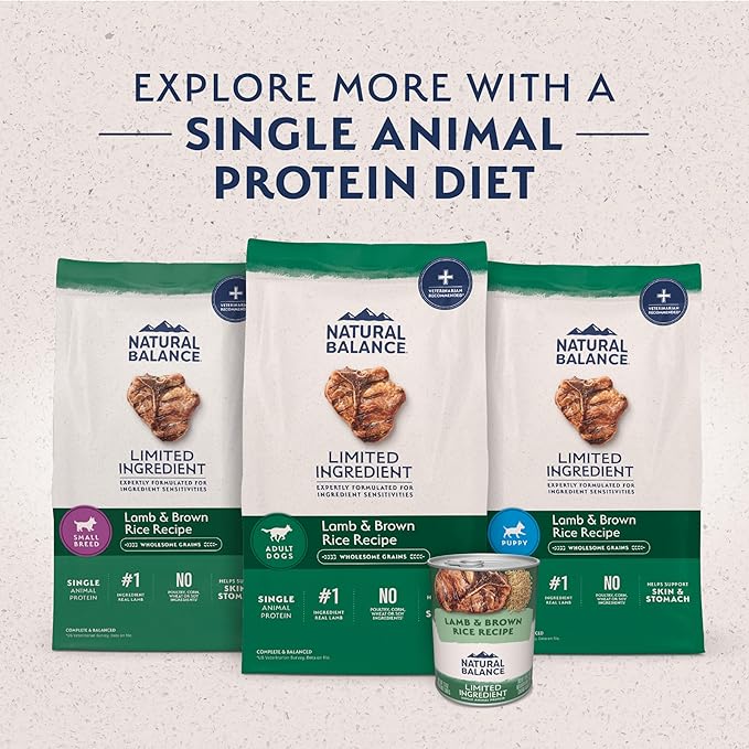 Natural Balance Limited Ingredient Large Breed Adult Dry Dog Food with Healthy Grains, Lamb & Brown Rice Recipe, 12 Pound (Pack of 1)