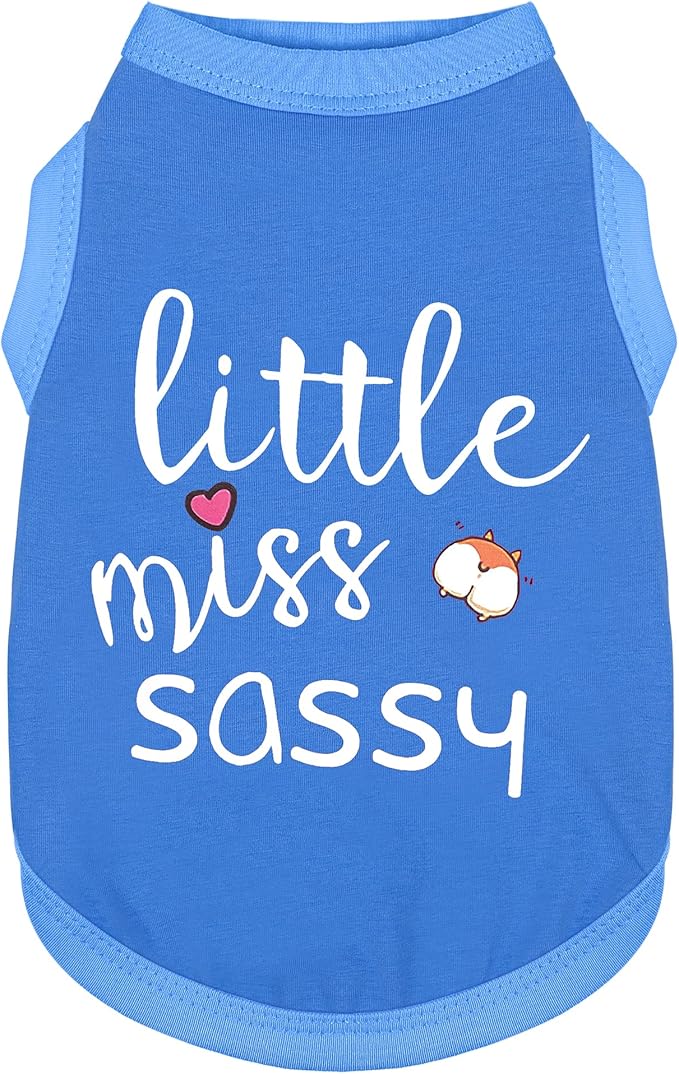Paiaite Dog Clothes Fashionable Sleeveless Pet Vest: 'Little Miss Sassy' Printed Cotton Dog Shirt, Ideal for Small, Medium, and Large Breeds, Ensuring Comfort and Breathability Blue XL