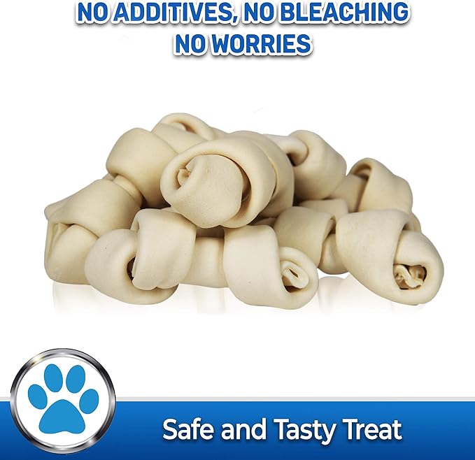 PET MAGASIN Natural Rawhide Bones Chewing Dog Treats, 10-Pack (Small (4-5 Inch))