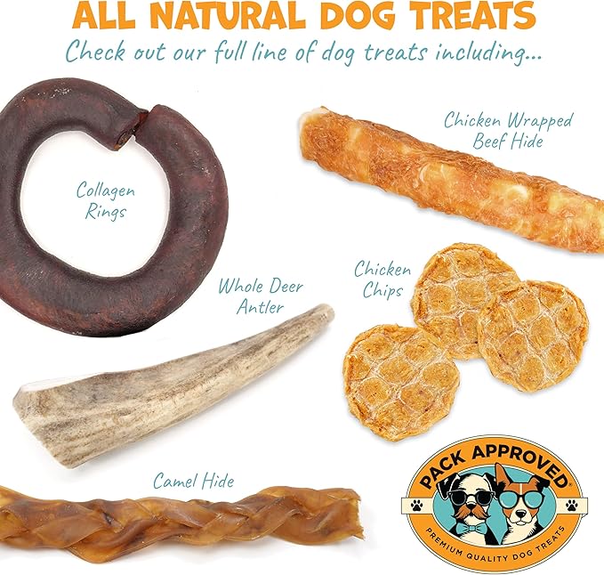 Whole Deer Antlers for Dogs - Long Lasting Chews for Aggressive Chewers - Single Ingredient Odorless Treats for Small & Medium Dogs - 4-5" (3ct)