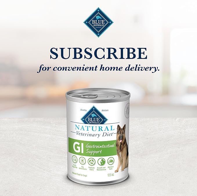 Blue Buffalo Natural Veterinary Diet GI Low Fat Gastrointestinal Support Wet Dog Food, Veterinarian's Prescription Required, Whitefish, 12.5-oz Can (Pack of 12)