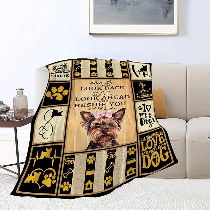 banonaty Yorkie Blanket Dog Throw Blanket Cozy Fleece Flannel Bedding Springer Yorkie Gifts for Women Men Boys Girls Adult Lover Stuff Plush for Couch Sofa Bed Decor 50"X60"