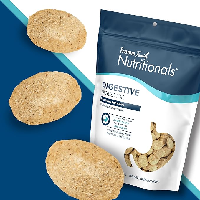 Fromm Family Nutritionals Digestive Functional Dog Treats - Premium Dog Treats to Support Digestive Issues, Upset Stomachs, & Diarrhea - Contains Pumpkin - 6 oz