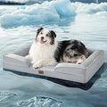 Bedsure L Plus Cooling Dog Bed for Large Dogs - Orthopedic Dog Cat Cooling Bed Washable, Big Comfort Dogs Couch Sofa with Waterproof Removable Cover, Pet Bed with Nonskid Bottom, Cooling Grey, 38"