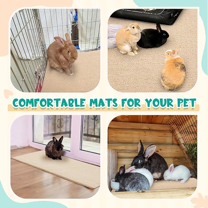 Rabbit Scratch Mat 12 Inch X 9.84 ft Self Adhesive Bunny Scratching Pad Cuttable Claw and Teeth Care Rabbit Mat for Cage Small Animal Scratching Rug for Biting Sleeping Nesting (Khaki)