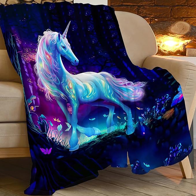 Unicorn Blanket Unicorn Throw Blanket Gifts for Girls Women Kids Adults Super Soft Cozy Plush Fluffy Fuzzy Fleece Blanket Home Decor 50''X60''