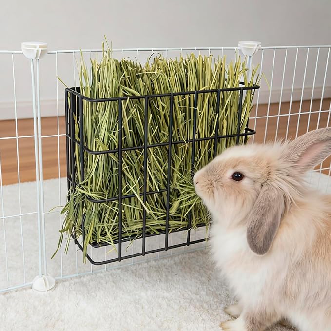 BESNEW Rabbit Hay Feeder,Upgraded Metal Guinea Pig Hay Feeder Hay-Leak Proof Bottom,Easy to Install,Bunny Supplies for Rabbit Guinea Pig Chinchilla Small Animals