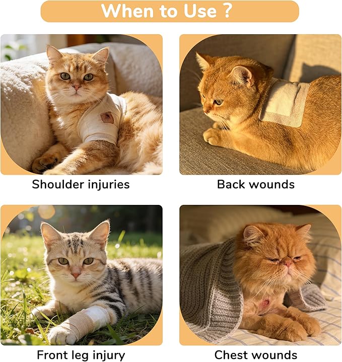 PUMYPOREITY Adjustable Cat Recovery Shirt, Front Leg Injury Suit, Stretchable & Comfortable, Anti-Licking Long Sleeve Wound Cover, Prevents Scratching & Biting, Machine Washable, Orange, S