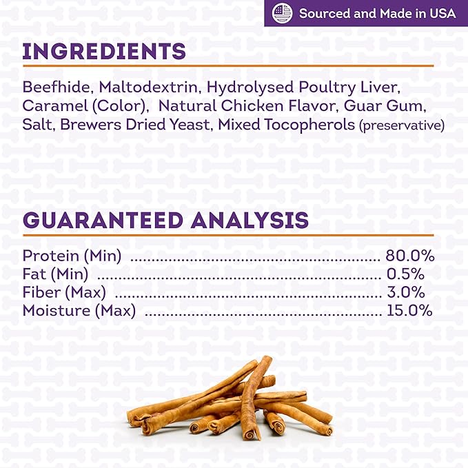 USA Beefhide Chip Rolls 10-11" Dog Chew Treats - Chicken Flavor, 10 Count/2 Pack