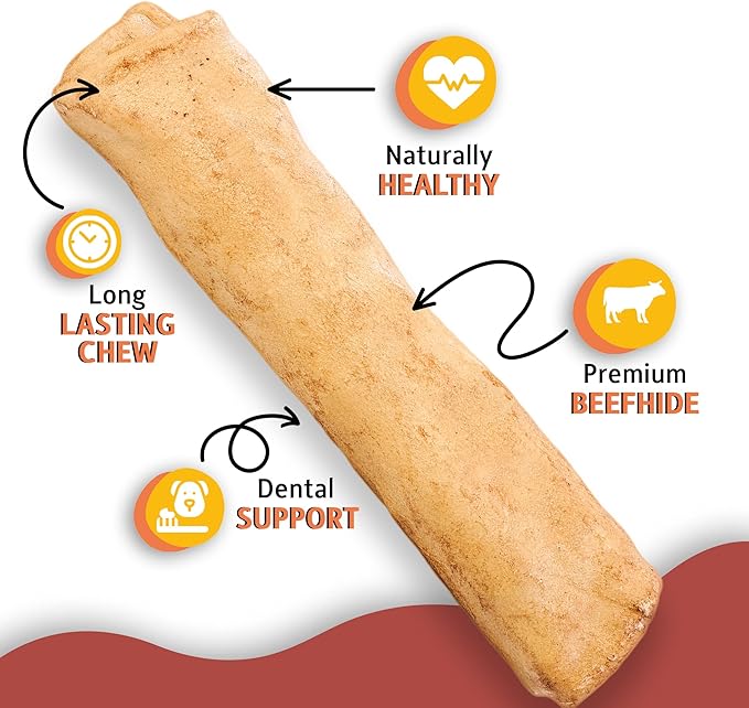 Canine Chews 10-11" Beef-Basted MEGA Retriever Rolls (10 Pack) Natural Rawhide for Big Dogs - Long-Lasting Dog Chew Treats for Aggressive Chewers - Odor-Free - Extra-Large