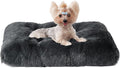 EHEYCIGA Fluffy Dog Crate Bed for Small Dogs, Plush Faux Fur Crate Pad, Calming Anti Anxiety Small Dog Bed, Washable Soft Warm Mat with Non-Slip Bottom, Dark Grey