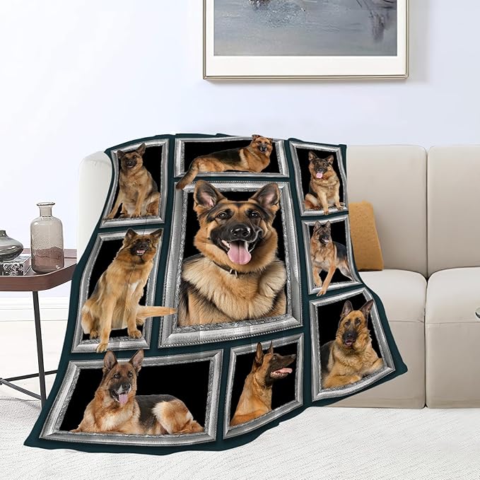 banonaty German Shepherd Blanket German Shepard Throw Blanket Cozy Fleece Flannel Bedding German Shepherd Gifts for Women Men Boys Girls Lovers Adult Stuff Plush for Couch Sofa Bed Decor 60"X80"