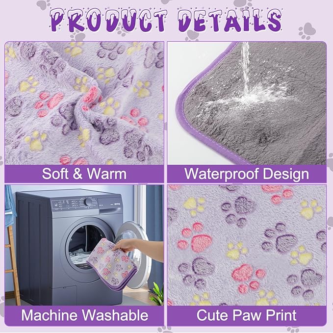 YUEPET Waterproof Guinea Pig Blankets Washable 6 Pack Small Animal Fleece Cage Liners Pet Soft Sleep Mat Pad Cover Warm Flannel Throw for Hamster Guinea Pig Rabbit Chinchilla Hedgehog Ferret 30"×16"