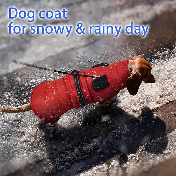 MIGOHI Comfortable Large Dog Coat - Waterproof Dog Coat with Reflective Strips,Windproof XXL Dogs Jacket with Warm Turtleneck, Snow Coats for Large Dogs,Labrador Golden Retriever,2XL,RedBlack